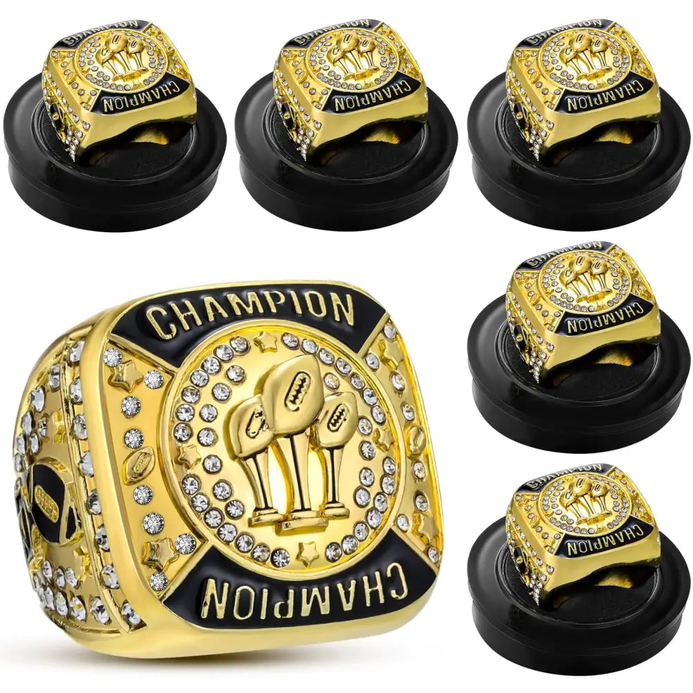 Trnayi 6 Pack Fantasy Football Ring Football Champion Rings Size 11 Football Champion Trophy Rings Sport Award Gift