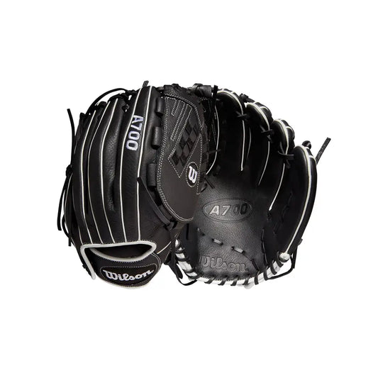 Wilson 2022 A700 12.5’’ Fastpitch Outfield Glove - Right Hand Throw Black/White - Right Hand Throw / 12.5’’
