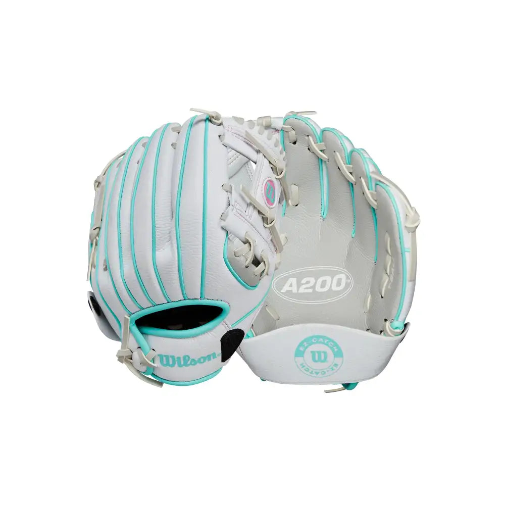 Wilson 2024 A200™ EZ Catch™ 10” T-Ball Glove - Right Hand Throw Silver/White/Teal - Right Hand Throw / Silver/White/Teal