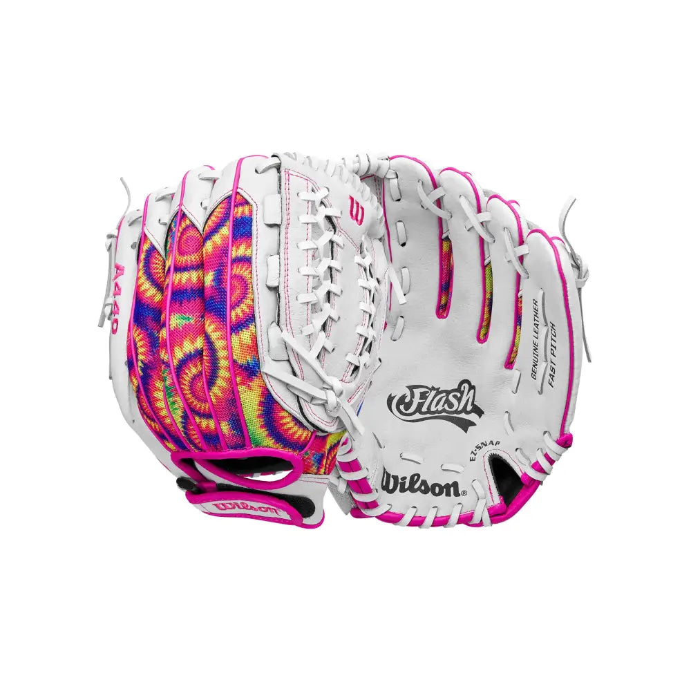 Wilson 2024 A440™ Flash™ 12” Youth Outfield Fastpitch Softball Glove - Left Hand Throw White/Pink/Tie Dye