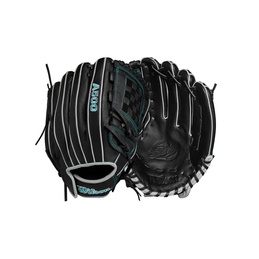 Wilson 2024 A500™ Siren™ 12” Youth Infield Fastpitch Softball Glove - Right Hand Throw Black/Teal - Black/Teal / Right