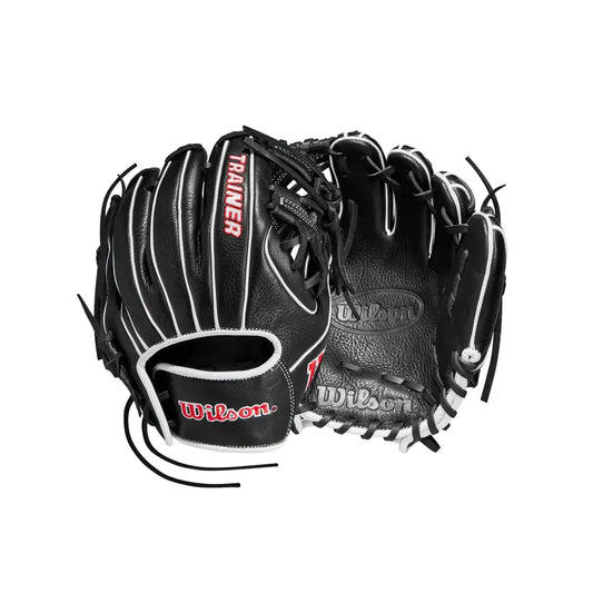 Wilson 27.5” Infield Pancake Training Baseball Glove - Right Hand Throw Black/Red - Right Hand Throw / Infield