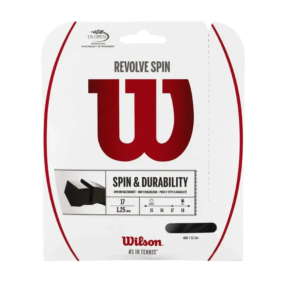 Wilson Revolve Spin 17 Tennis String - Set Black - Black / 17