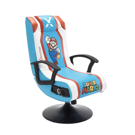 X Rocker Super Mario Video Gaming Pedestal Chair Official All-Star Edition Nintendo Collectible 2 Speakers Subwoofer